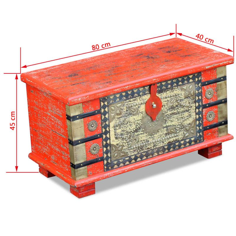 Casa si Gradina - Mobilier - Organizare si depozitare - Cufere si lazi - Cufar depozitare din lemn de mango, 80x40x45 cm, rosu - Infinity.ro