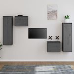 Casa si Gradina - Mobilier - Comode si corpuri - Comode - Comode TV, gri, 4 buc., lemn masiv de pin - Infinity.ro