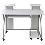 Casa si Gradina - Mobilier - Mese si birouri - Birouri - Birou pentru computer cu raft extensibil pentru tastatura, alb, 110x52x88,5 cm, lemn prelucrat - Infinity.ro
