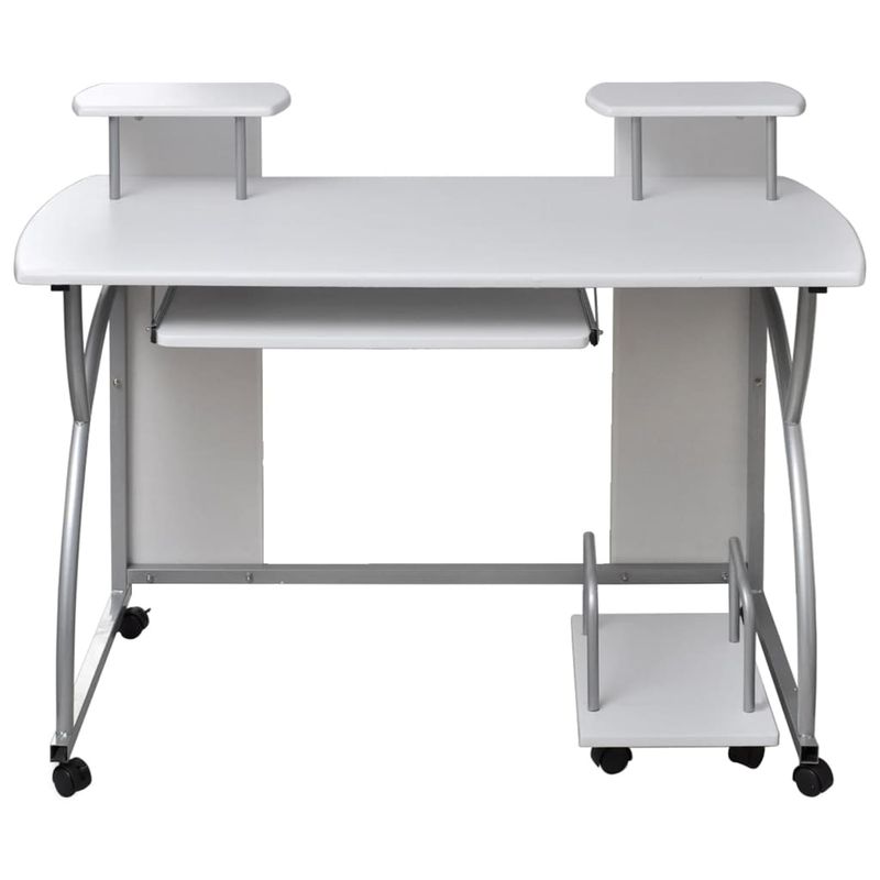 Casa si Gradina - Mobilier - Mese si birouri - Birouri - Birou pentru computer cu raft extensibil pentru tastatura, alb, 110x52x88,5 cm, lemn prelucrat - Infinity.ro