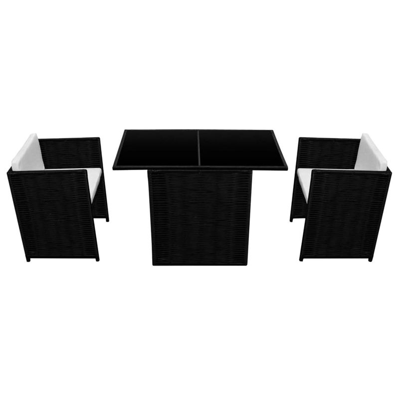 Casa si Gradina - Gradina si terasa - Mobilier exterior - Seturi mobila gradina - Set bistro cu perne, 3 piese, negru, poliratan - Infinity.ro