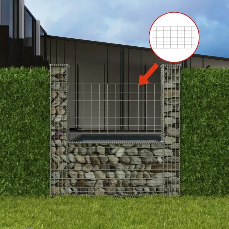 Casa si Gradina - Gradina si terasa - Garduri, panouri si accesorii - Cos gabion in forma de U, 160 x 20 x 150 cm, otel galvanizat - Infinity.ro