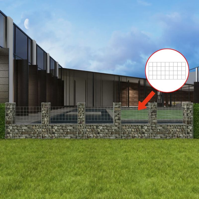 Casa si Gradina - Gradina si terasa - Garduri, panouri si accesorii - Cos gabion in forma de U, 570 x 20 x 100 cm, otel galvanizat - Infinity.ro