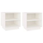Casa si Gradina - Mobilier - Comode si corpuri - Noptiere - Noptiera, 2 buc., alb, 40x34x40 cm, lemn masiv de pin - Infinity.ro