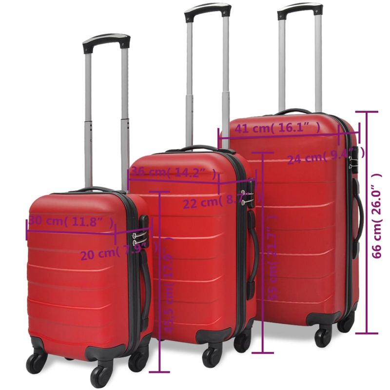 Sport si Outdoor - Articole de voiaj - Genti voiaj - Set valize rigide, rosu, 3 buc., 45,5/55/66 cm - Infinity.ro