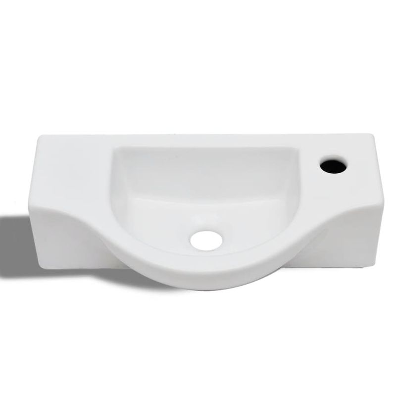 Casa si Gradina - Sanitare - Lavoar baie si accesorii - Lavoare si piedestale - Chiuveta de baie din ceramica, gaura pentru robinet si preaplin, alb - Infinity.ro