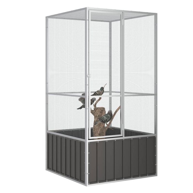 Petshop - Accesorii petshop - Culcusuri si custi - Tarcuri si colivii - Colivie pentru pasari antracit 111x107x211,5 cm otel galvanizat - Infinity.ro