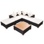 Casa si Gradina - Gradina si terasa - Mobilier exterior - Seturi mobila gradina - Set mobilier de gradina cu perne, 6 piese, negru, poliratan - Infinity.ro