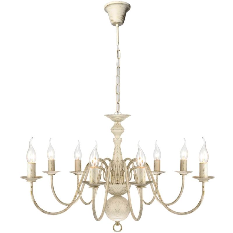Casa si Gradina - Corpuri si surse de iluminat - Lustre si pendule - Candelabru alb de metal in stil antic 8 x becuri E14 - Infinity.ro