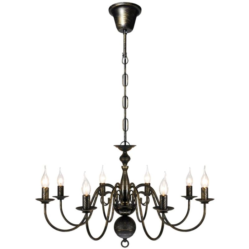 Casa si Gradina - Corpuri si surse de iluminat - Lustre si pendule - Candelabru alb de metal in stil antichizat, 8 x becuri E14 - Infinity.ro