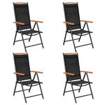 Casa si Gradina - Gradina si terasa - Mobilier exterior - Scaune si sezlonguri gradina - Scaune pliante de gradina, 4 buc., negru, aluminiu si textilena - Infinity.ro