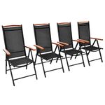 Casa si Gradina - Gradina si terasa - Mobilier exterior - Scaune si sezlonguri gradina - Scaune pliante de gradina, 4 buc., negru, aluminiu si textilena - Infinity.ro