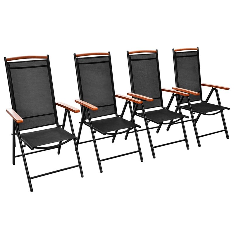 Casa si Gradina - Gradina si terasa - Mobilier exterior - Scaune si sezlonguri gradina - Scaune pliante de gradina, 4 buc., negru, aluminiu si textilena - Infinity.ro