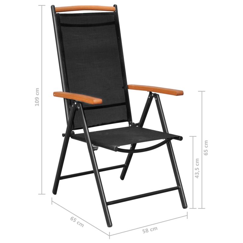 Casa si Gradina - Gradina si terasa - Mobilier exterior - Scaune si sezlonguri gradina - Scaune pliante de gradina, 4 buc., negru, aluminiu si textilena - Infinity.ro