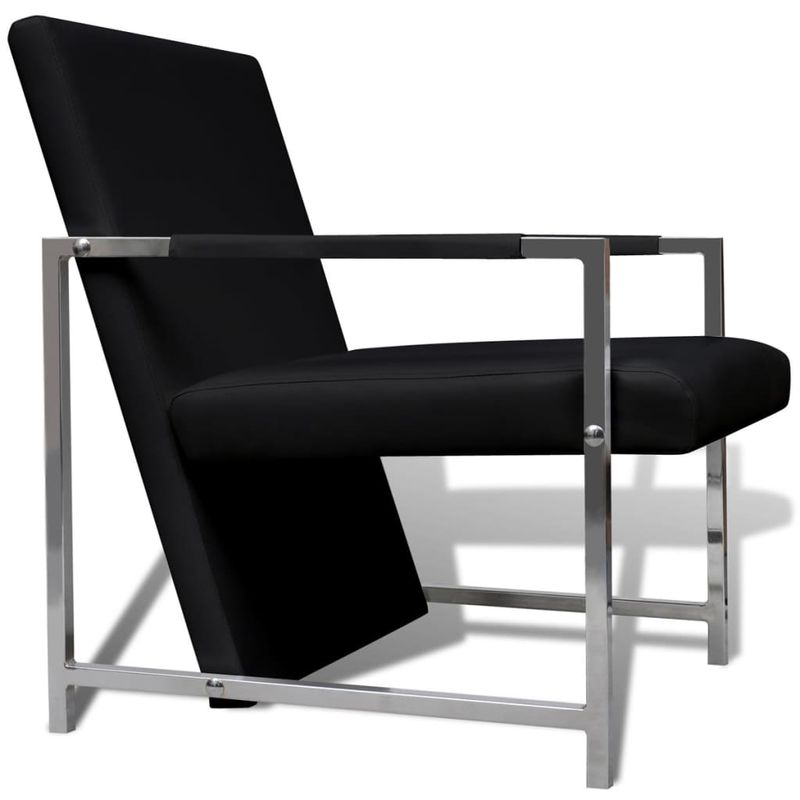 Casa si Gradina - Mobilier - Scaune si fotolii - Fotolii - Fotolii, 2 buc., cadru cromat, negru, piele ecologica - Infinity.ro