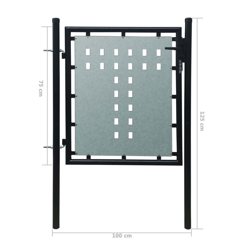 Casa si Gradina - Gradina si terasa - Garduri, panouri si accesorii - Poarta de gard cu o usa, negru, 100x125 cm - Infinity.ro