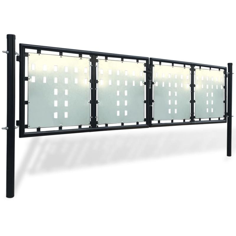 Casa si Gradina - Gradina si terasa - Garduri, panouri si accesorii - Poarta de gard cu o usa, negru, 300x125 cm - Infinity.ro