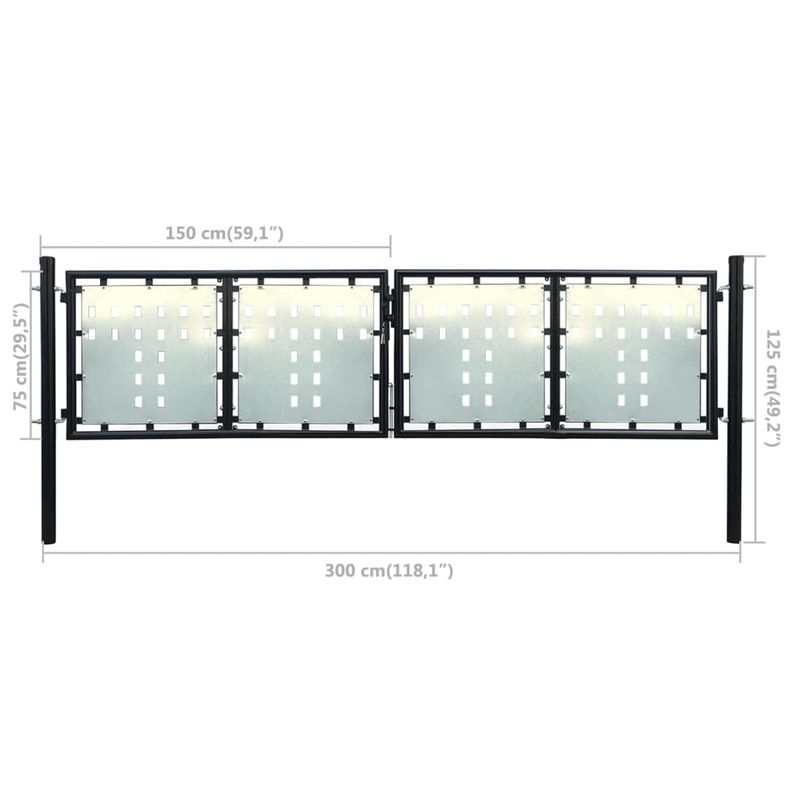 Casa si Gradina - Gradina si terasa - Garduri, panouri si accesorii - Poarta de gard cu o usa, negru, 300x125 cm - Infinity.ro