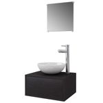 Casa si Gradina - Mobilier - Seturi de mobilier - Seturi baie - Set mobilier baie 4 piese cu chiuveta si robinet incluse, Negru - Infinity.ro