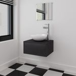 Casa si Gradina - Mobilier - Seturi de mobilier - Seturi baie - Set mobilier baie 4 piese cu chiuveta si robinet incluse, Negru - Infinity.ro