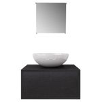 Casa si Gradina - Mobilier - Seturi de mobilier - Seturi baie - Set mobilier baie 4 piese cu chiuveta si robinet incluse, Negru - Infinity.ro