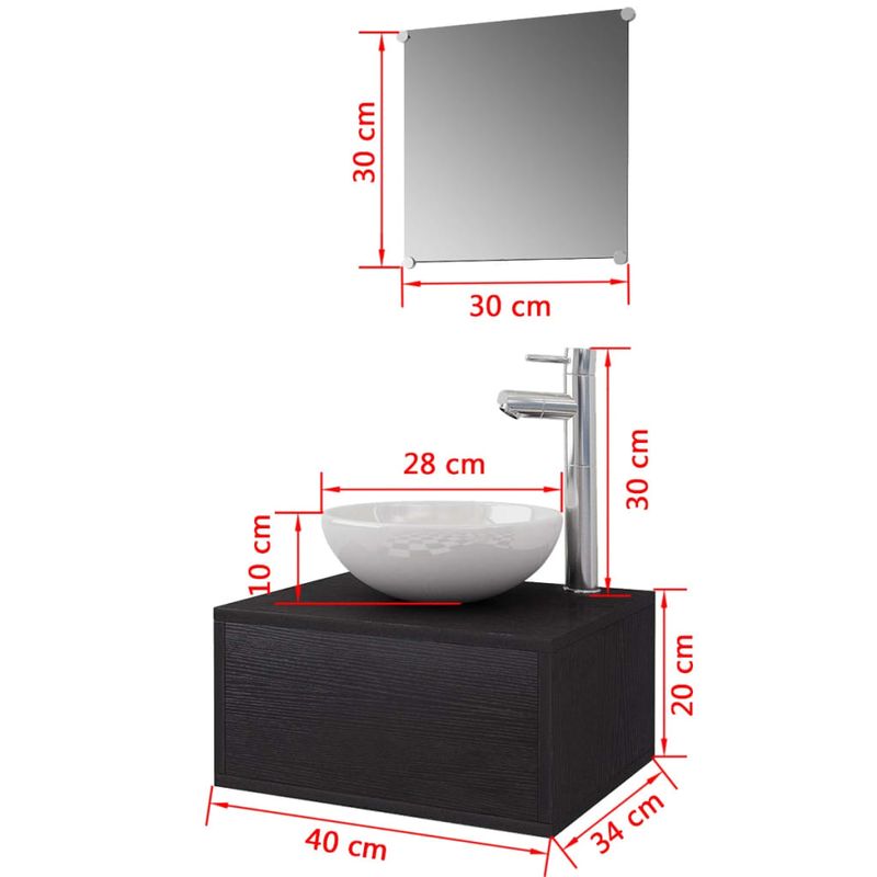 Casa si Gradina - Mobilier - Seturi de mobilier - Seturi baie - Set mobilier baie 4 piese cu chiuveta si robinet incluse, Negru - Infinity.ro