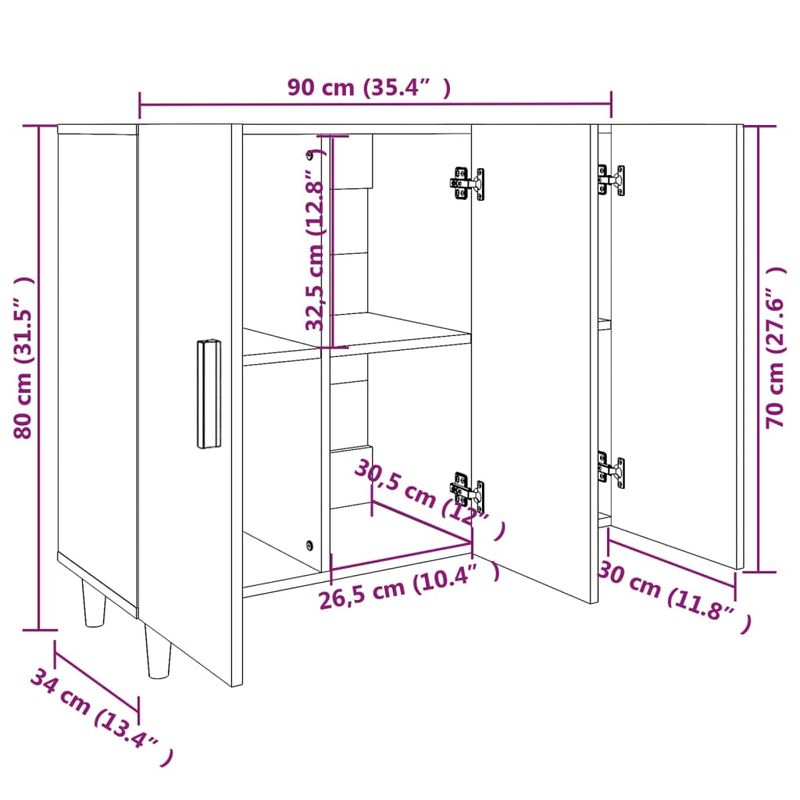 Casa si Gradina - Mobilier - Comode si corpuri - Comode - Servanta, negru, 90x34x80 cm, lemn compozit - Infinity.ro