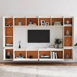 Casa si Gradina - Mobilier - Comode si corpuri - Comode - Comode TV, 8 buc., alb, lemn masiv de pin - Infinity.ro