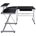 Casa si Gradina - Mobilier - Mese si birouri - Birouri - Birou computer cu polita glisanta + suprafata pentru scris, negru, 132x112x99 cm, lemn prelucrat - Infinity.ro