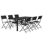 Casa si Gradina - Gradina si terasa - Mobilier exterior - Seturi mobila gradina - Set de servit masa pentru gradina, 7 piese, gri și negru, mărime lungime masă 180 cm - Infinity.ro