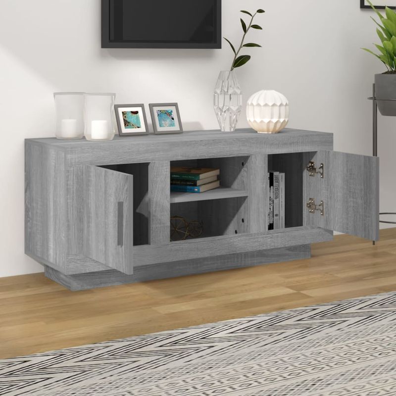 Casa si Gradina - Mobilier - Comode si corpuri - Comode - Comoda TV, gri sonoma, 102x35x45 cm, lemn prelucrat - Infinity.ro