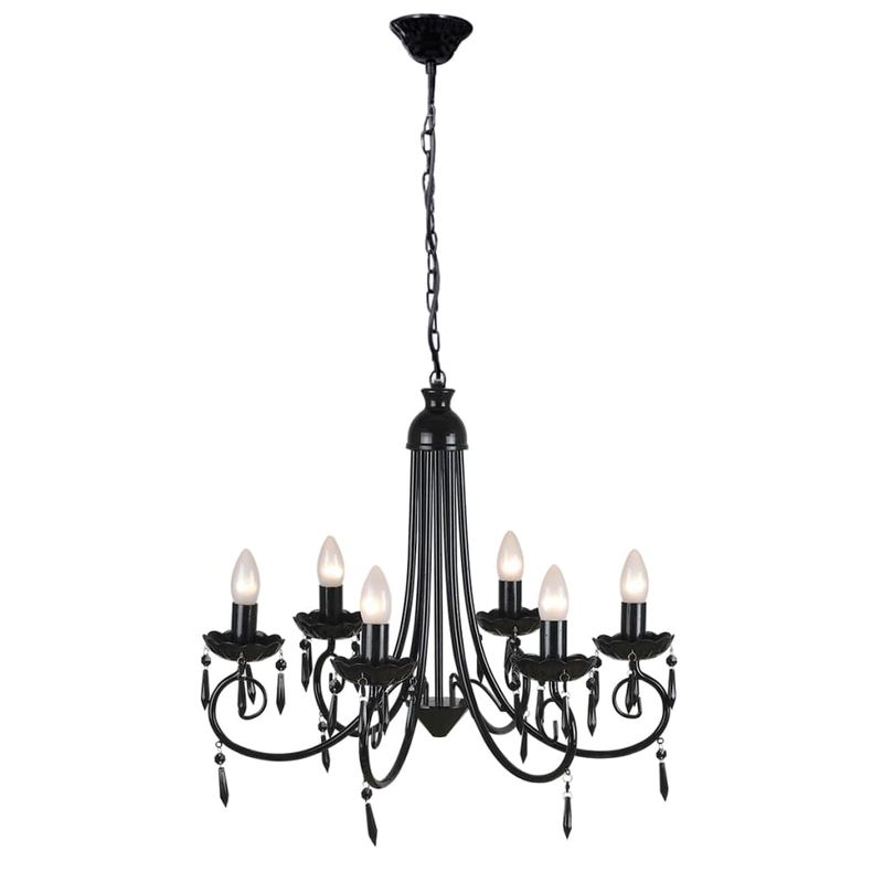 Casa si Gradina - Corpuri si surse de iluminat - Veioze si lampi - Lampadare - Lampa de tavan Candelabru elegant negru 6 fasunguri pentru becuri - Infinity.ro