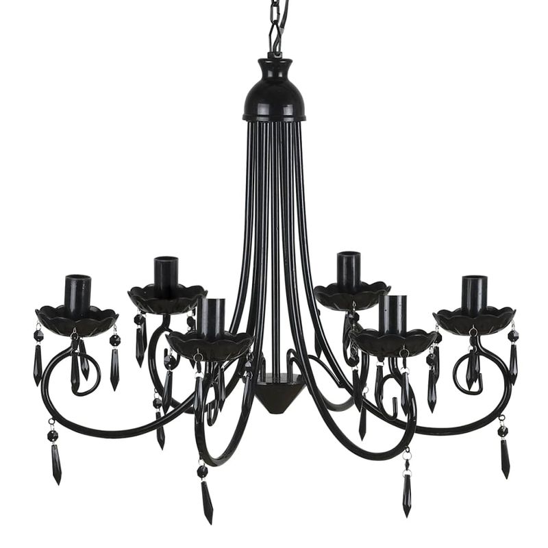Casa si Gradina - Corpuri si surse de iluminat - Veioze si lampi - Lampadare - Lampa de tavan Candelabru elegant negru 6 fasunguri pentru becuri - Infinity.ro