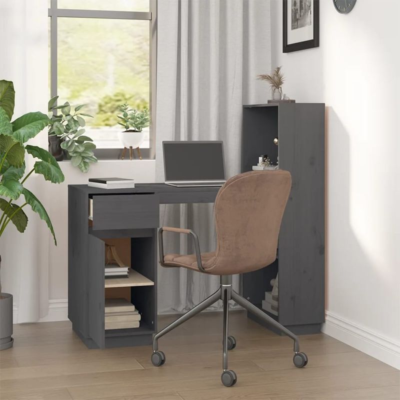 Casa si Gradina - Mobilier - Mese si birouri - Birouri - Birou, gri, 110x53x117 cm, lemn masiv de pin - Infinity.ro