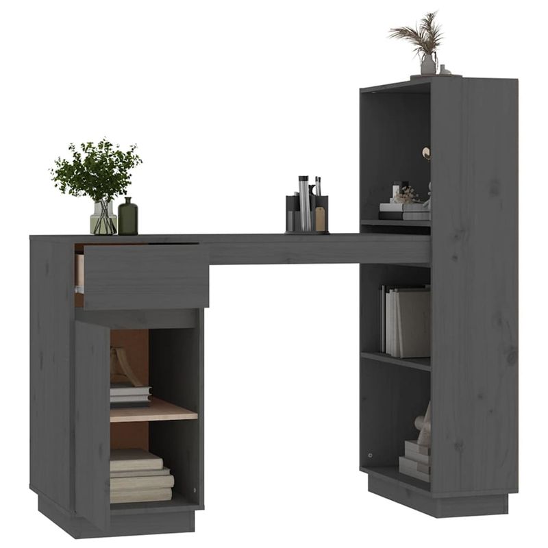 Casa si Gradina - Mobilier - Mese si birouri - Birouri - Birou, gri, 110x53x117 cm, lemn masiv de pin - Infinity.ro