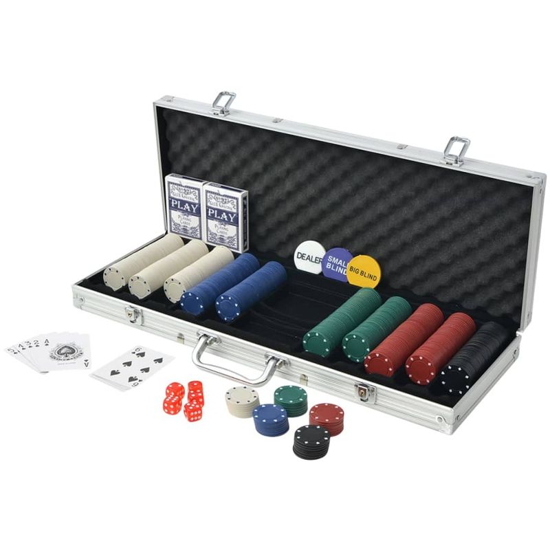 Sport si Outdoor - Alte sporturi - Seturi poker - Set de poker cu 500 de jetoane din aluminiu - Infinity.ro