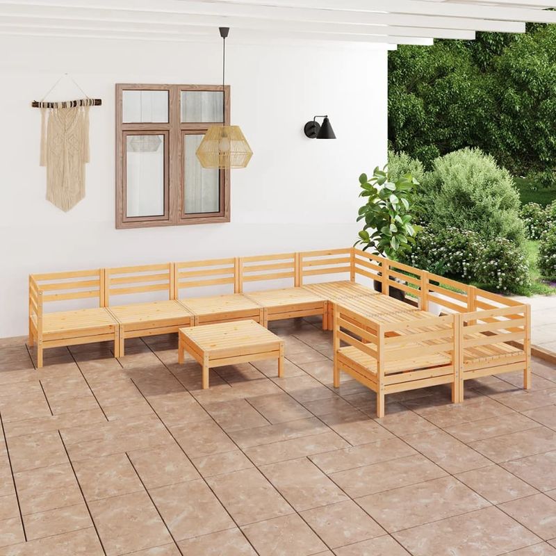 Casa si Gradina - Gradina si terasa - Mobilier exterior - Seturi mobila gradina - Set mobilier de gradina, 10 piese, lemn masiv de pin - Infinity.ro