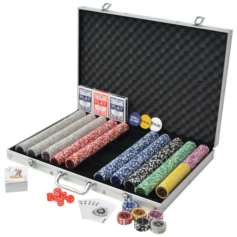 Sport si Outdoor - Alte sporturi - Seturi poker - Set de poker cu 1000 de jetoane cu laser din aluminiu - Infinity.ro