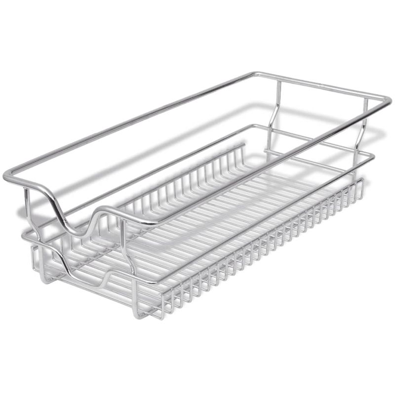 Casa si Gradina - Bucatarie si vesela - Organizare si depozitare bucatarie - Suporturi tacamuri si vase - Cos din sarma retractabil, 2 buc., argintiu, 300 mm - Infinity.ro
