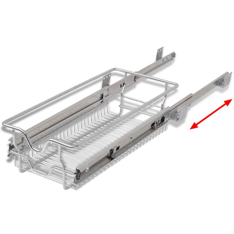 Casa si Gradina - Bucatarie si vesela - Organizare si depozitare bucatarie - Suporturi tacamuri si vase - Cos din sarma retractabil, 2 buc., argintiu, 300 mm - Infinity.ro