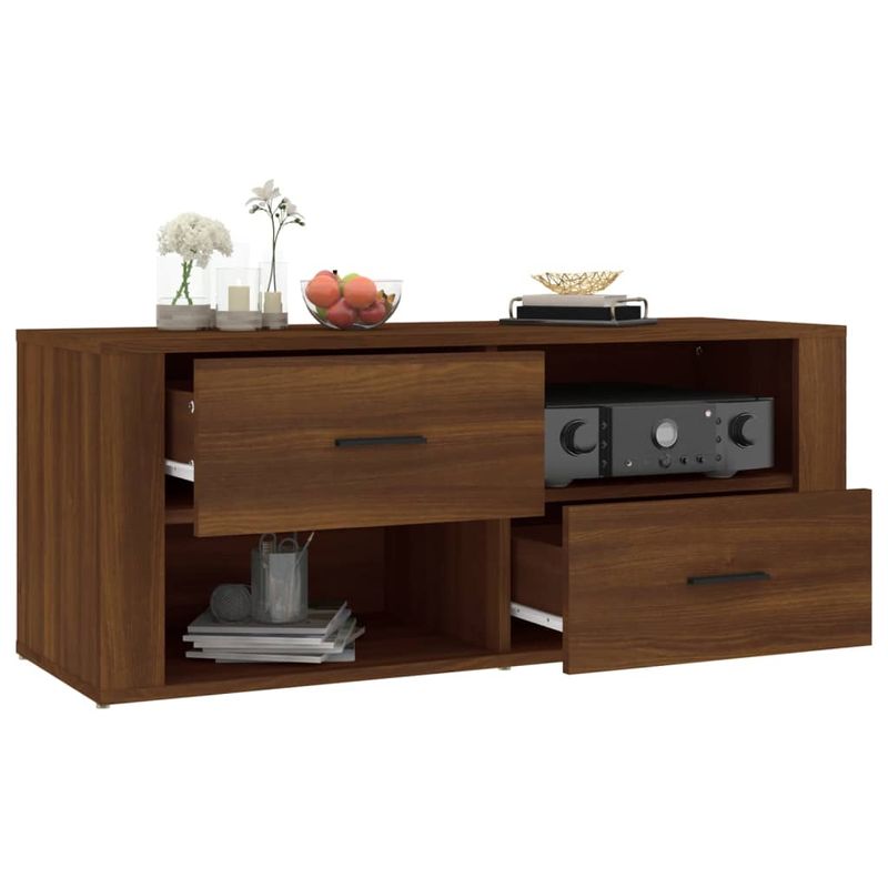 Casa si Gradina - Mobilier - Comode si corpuri - Comode - Comoda TV, stejar maro, 100x35x40 cm, lemn prelucrat - Infinity.ro