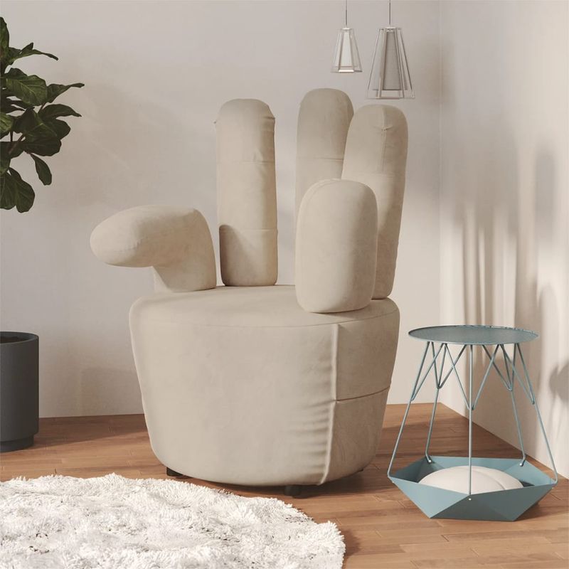 Casa si Gradina - Mobilier - Scaune si fotolii - Fotolii - Fotoliu model mana, gri deschis, catifea - Infinity.ro