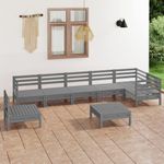 Casa si Gradina - Gradina si terasa - Mobilier exterior - Seturi mobila gradina - Set mobilier de gradina, 8 piese, gri, lemn masiv de pin - Infinity.ro