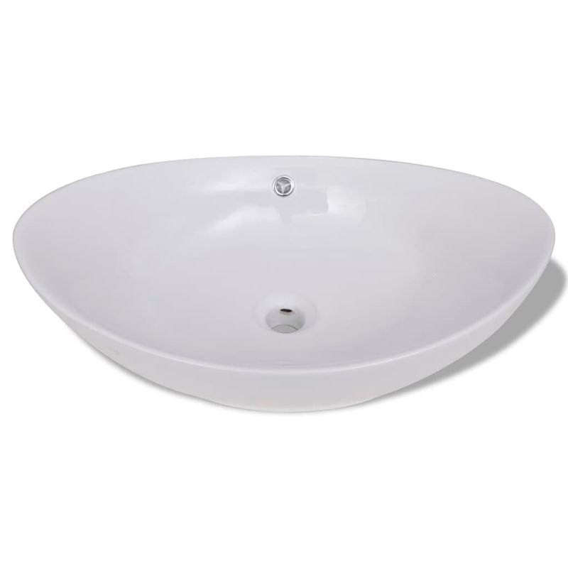 Casa si Gradina - Sanitare - Lavoar baie si accesorii - Lavoare si piedestale - Chiuveta ovala cu preaplin, 59 x 38,5 cm, ceramica de lux - Infinity.ro