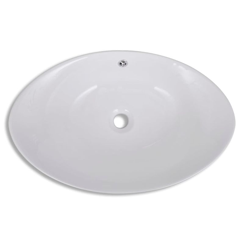 Casa si Gradina - Sanitare - Lavoar baie si accesorii - Lavoare si piedestale - Chiuveta ovala cu preaplin, 59 x 38,5 cm, ceramica de lux - Infinity.ro