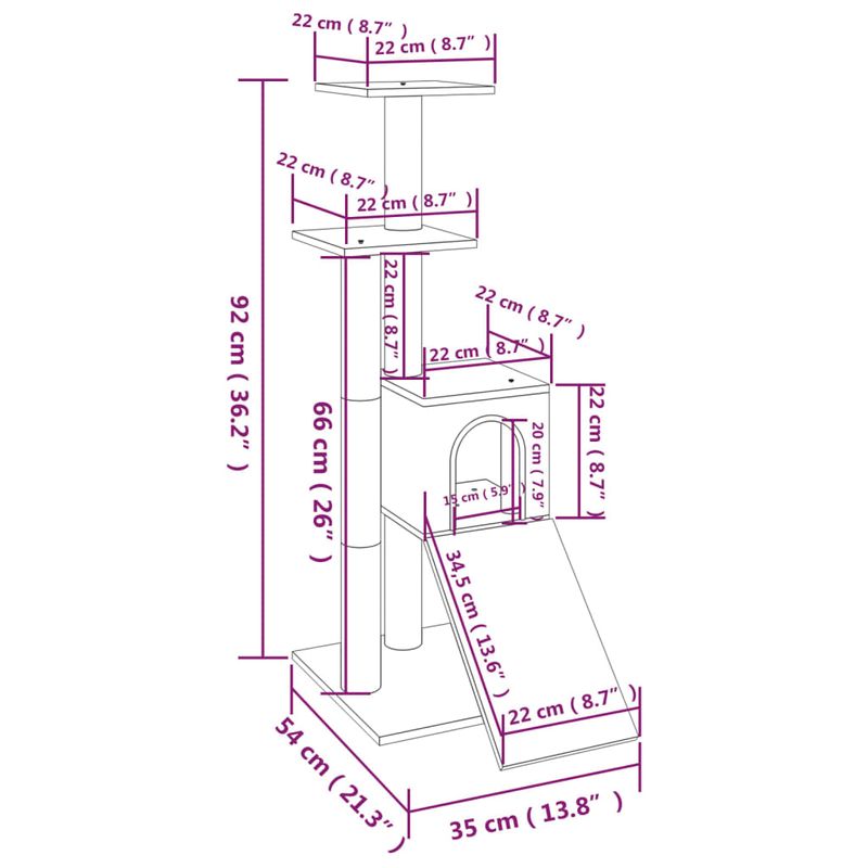 Petshop - Accesorii petshop - Jucarii animale - Ansambluri de joaca - Ansamblu pisici cu stalpi din funie de sisal, gri inchis, 92 cm - Infinity.ro