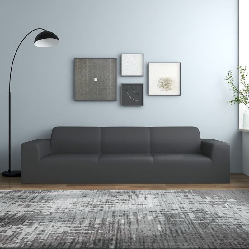 Casa si Gradina - Textile si covoare - Huse pentru mobilier - Husa elastica pentru canapea 4 locuri poliester jersey antracit - Infinity.ro