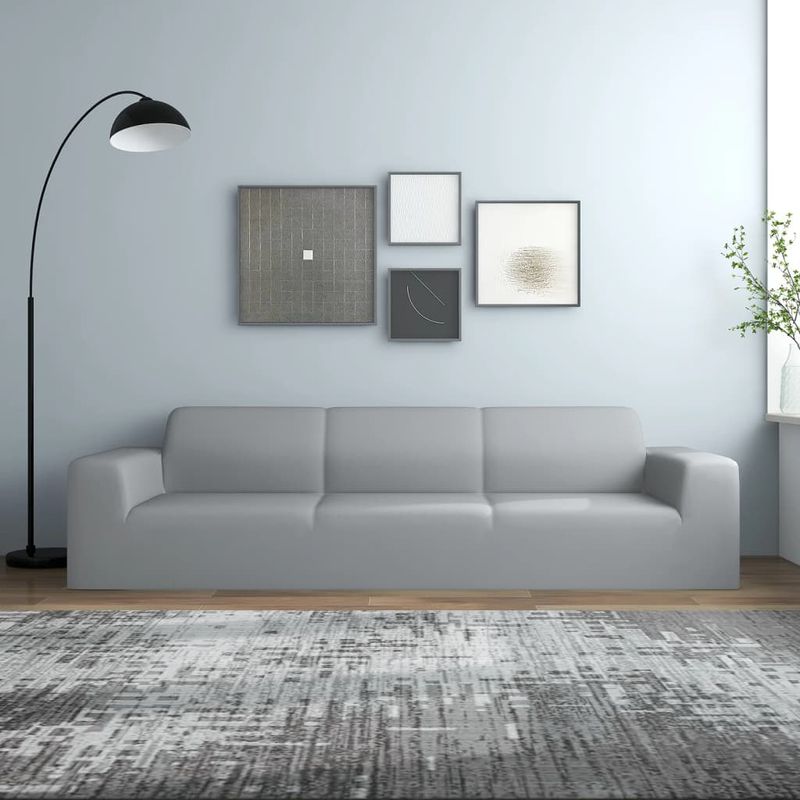 Casa si Gradina - Textile si covoare - Huse pentru mobilier - Husa elastica pentru canapea cu 4 locuri poliester jersey gri - Infinity.ro
