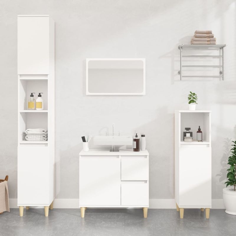 Casa si Gradina - Mobilier - Mobilier baie - Comode baie - Dulap de baie, alb, 30x30x100 cm, lemn prelucrat - Infinity.ro