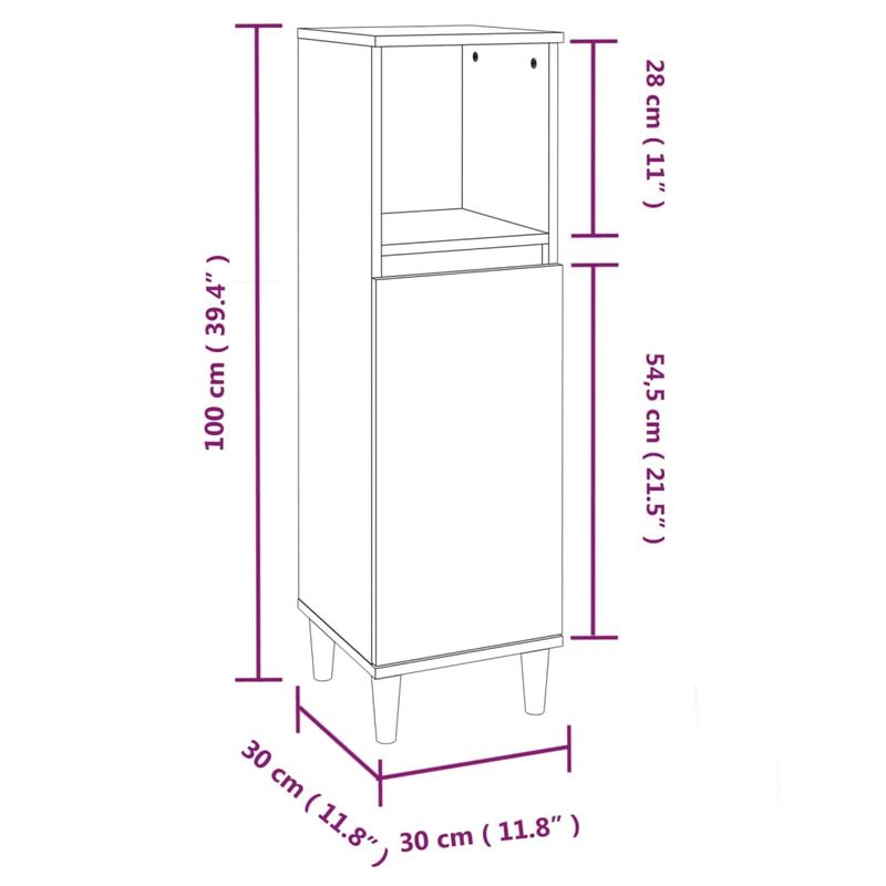 Casa si Gradina - Mobilier - Mobilier baie - Comode baie - Dulap de baie, alb, 30x30x100 cm, lemn prelucrat - Infinity.ro